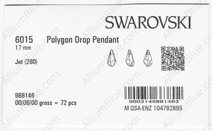 SWAROVSKI 6015 17MM JET factory pack